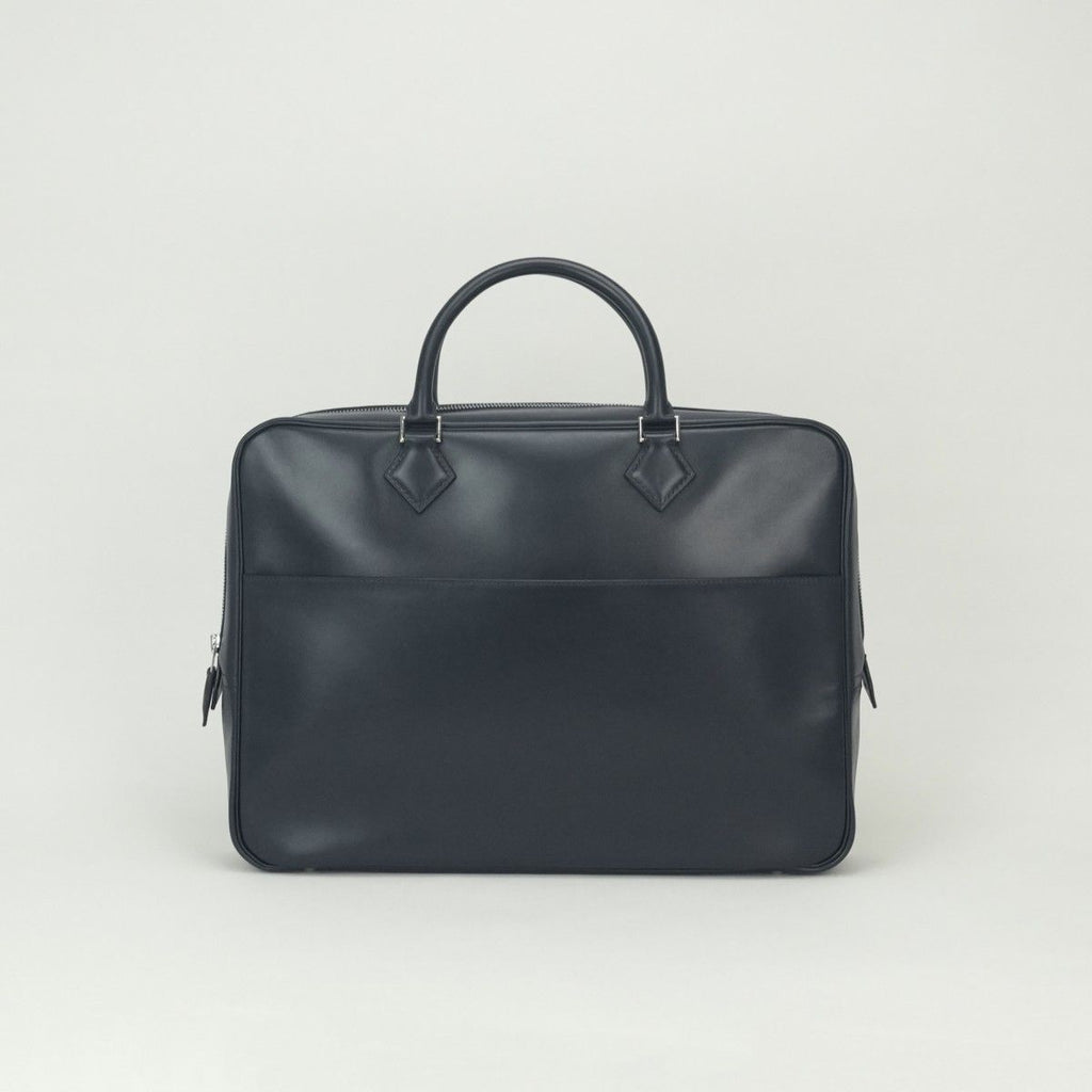 Hermes Plume Dog 38 Tote Box Calf Blue Indigo Blueindigo Navy Silver Handbag