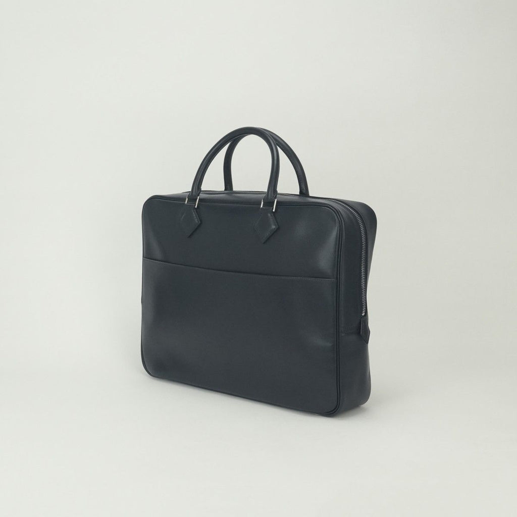 Hermes Plume Dog 38 Tote Box Calf Blue Indigo Blueindigo Navy Silver Handbag — view 2