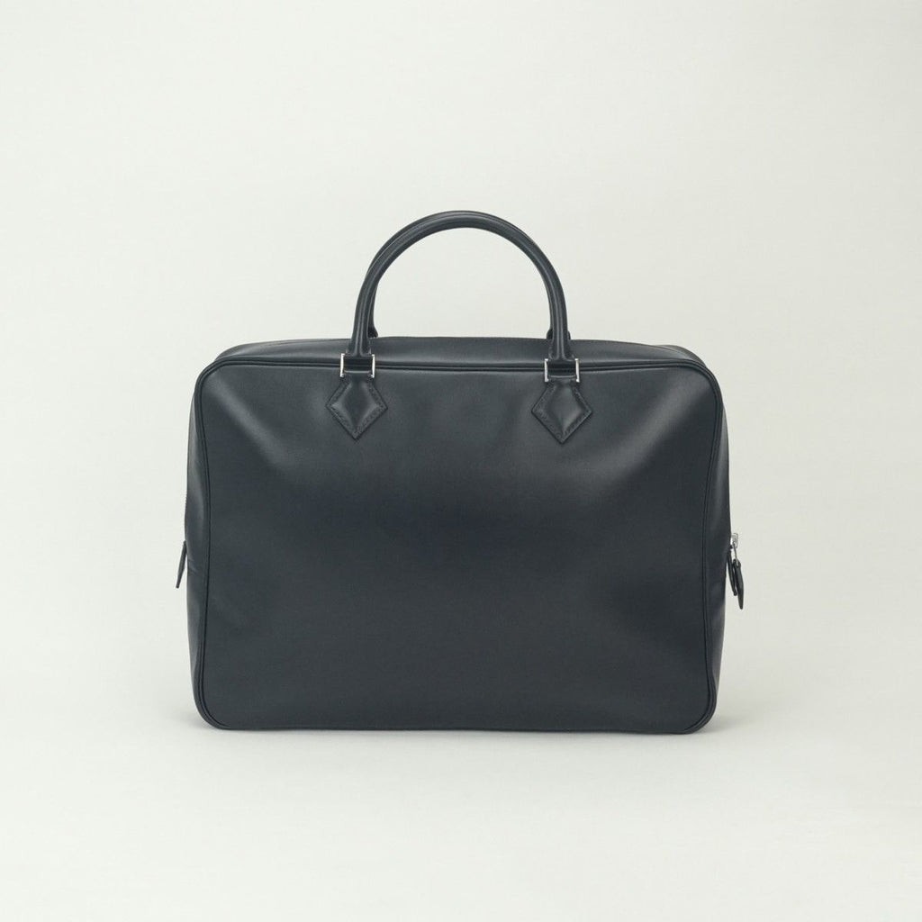 Hermes Plume Dog 38 Tote Box Calf Blue Indigo Blueindigo Navy Silver Handbag — view 3