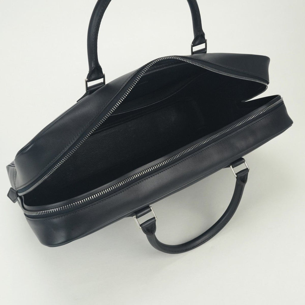 Hermes Plume Dog 38 Tote Box Calf Blue Indigo Blueindigo Navy Silver Handbag — view 8