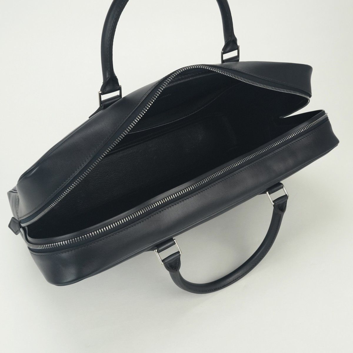 Hermes Plume Dog 38 Tote Box Calf Blue Indigo Blueindigo Navy Silver Handbag — view 8