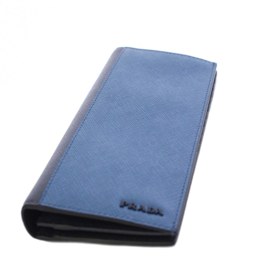 Prada Wallet Bifold Leather Blue — view 4