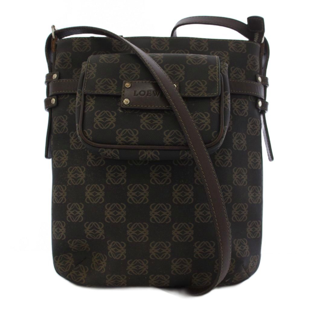 Loewe Pockets Shoulder Bag All Over Pattern Brown