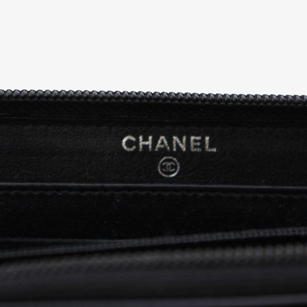 Chanel Wallet Caviar Leather CC Logo Zip Around Black — view 5