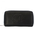Chanel Wallet Caviar Leather CC Logo Zip Around Black