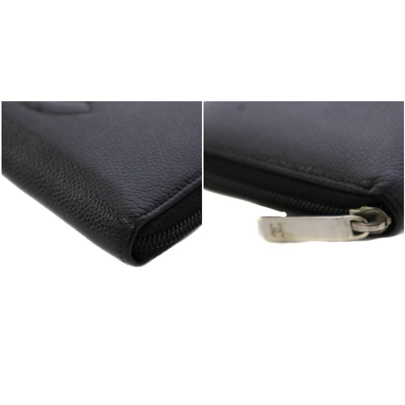 Chanel Wallet Caviar Leather CC Logo Zip Around Black — view 9