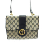 Gucci GG Supreme Interlocking Shoulder Bag Leather White Navy — view 6