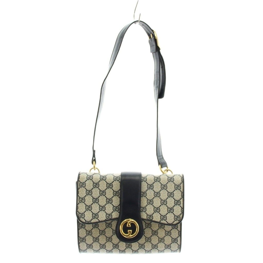 Gucci GG Supreme Interlocking Shoulder Bag Leather White Navy