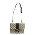 Gucci GG Supreme Interlocking Shoulder Bag Leather White Navy