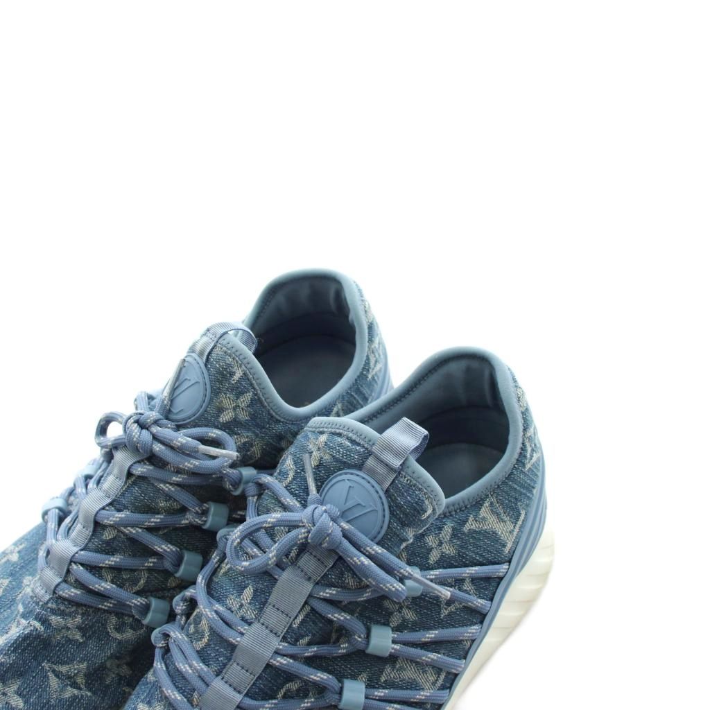 Louis Vuitton Fast Lane Line Monogram Denim Sneakers 6.5 Blue — view 7