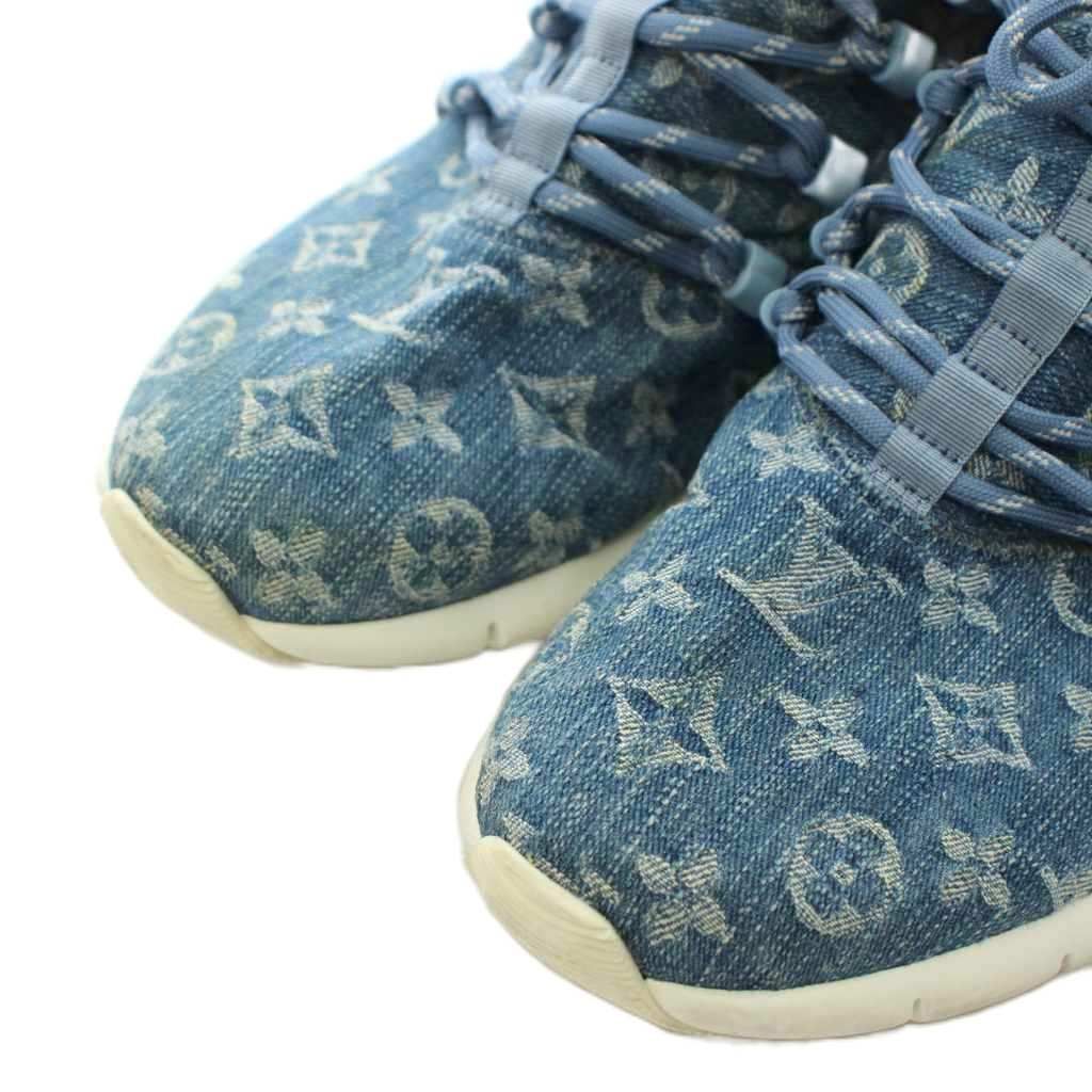 Louis Vuitton Fast Lane Line Monogram Denim Sneakers 6.5 Blue — view 6