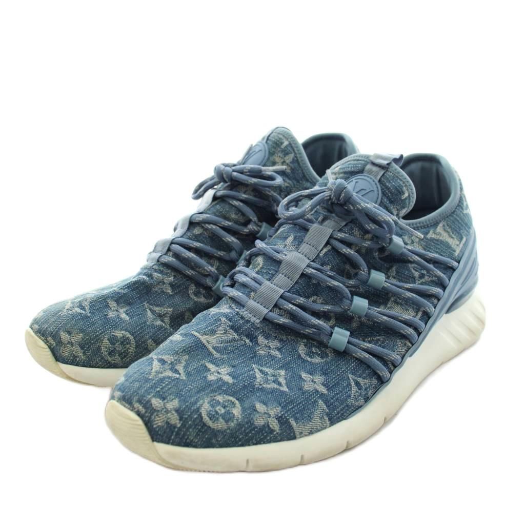 Louis Vuitton Fast Lane Line Monogram Denim Sneakers 6.5 Blue — view 2
