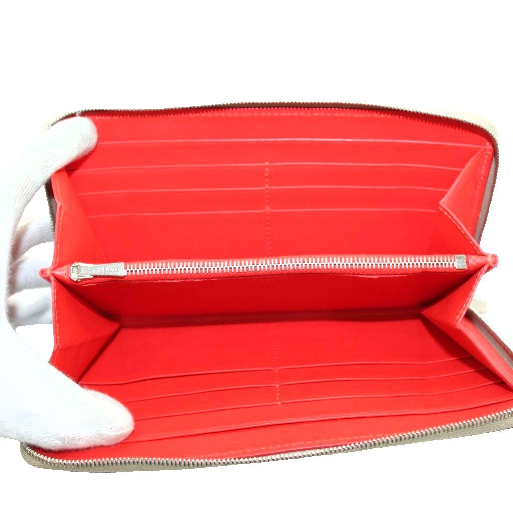 Celine Wallet Zip Around Coin Purse Leather Beige — view 6