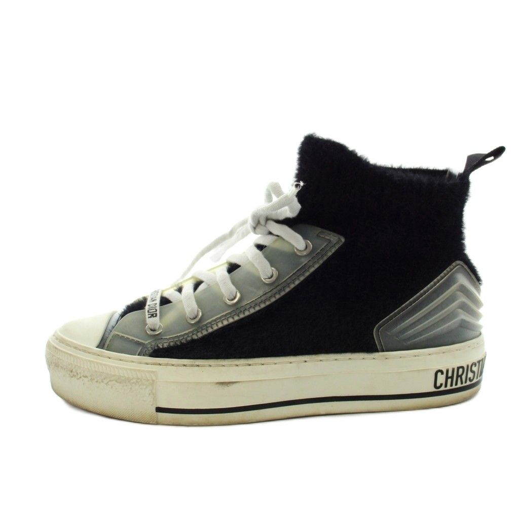 Dior Walk'n' Fabric High Cut Sneakers 35.5 Black