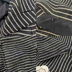 Chanel Chesterfield Long Border Pattern Camellia Silk Black White YT Shoulder — view 8
