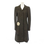 Chanel Chesterfield Long Border Pattern Camellia Silk Black White YT Shoulder
