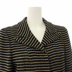 Chanel Chesterfield Long Border Pattern Camellia Silk Black White YT Shoulder — view 6