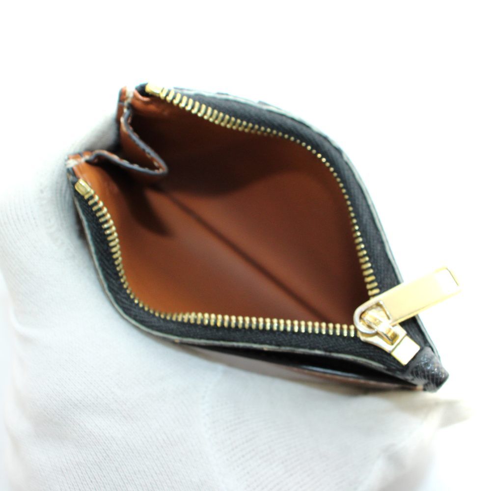 Celine Triomphe Card Case Coin Purse Black Brown — view 5
