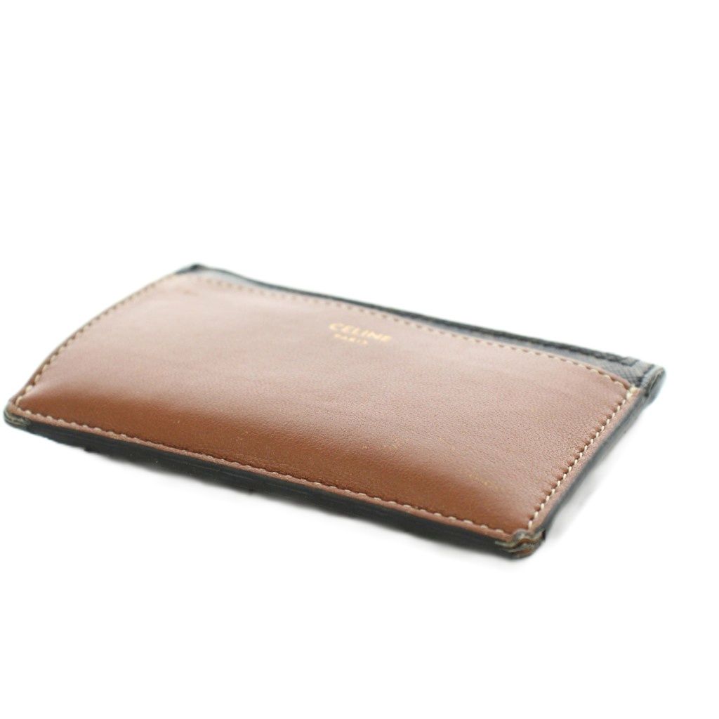 Celine Triomphe Card Case Coin Purse Black Brown — view 4