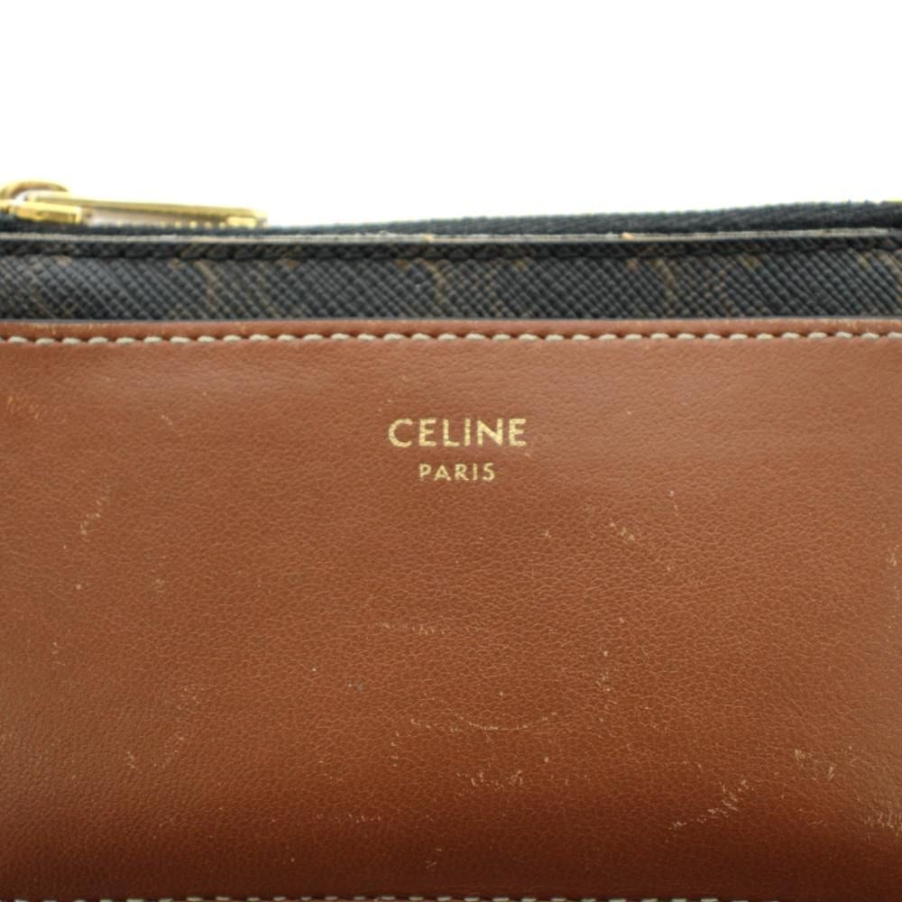 Celine Triomphe Card Case Coin Purse Black Brown — view 3