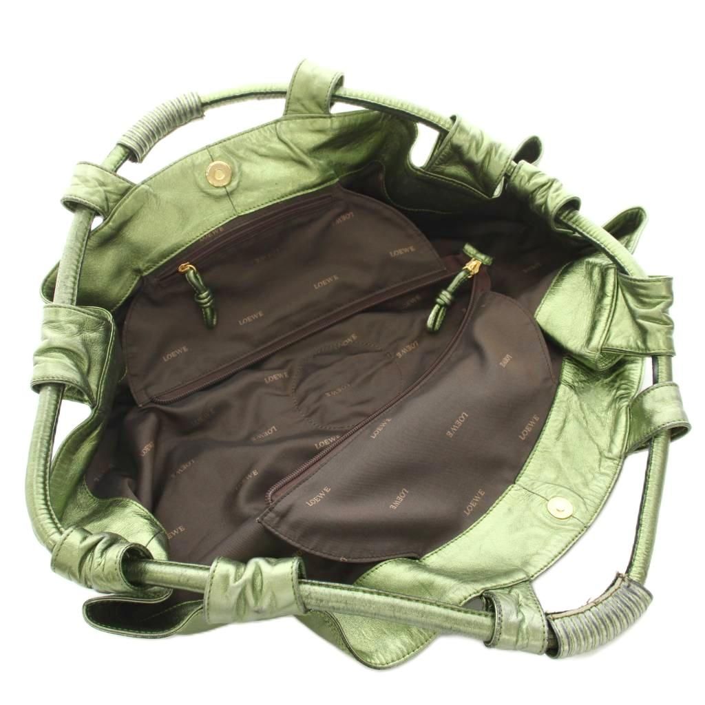Loewe Nappa Aire Tote Anagram Leather Metallic Green YT — view 6