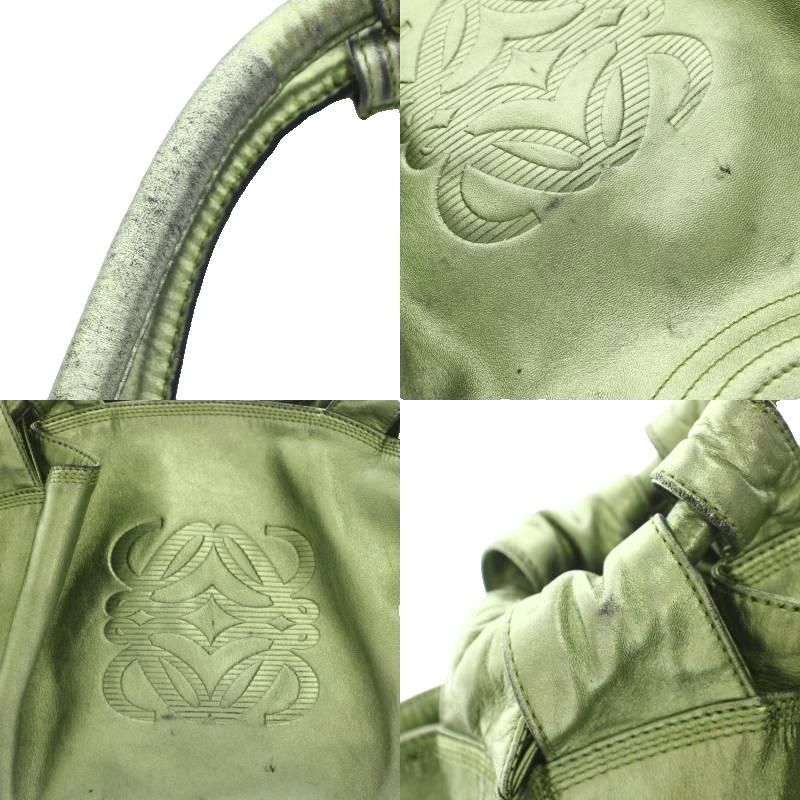Loewe Nappa Aire Tote Anagram Leather Metallic Green YT — view 8
