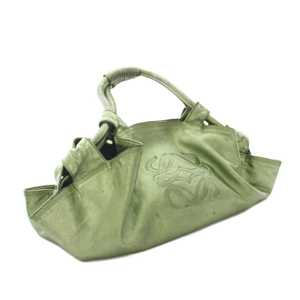 Loewe Nappa Aire Tote Anagram Leather Metallic Green YT — view 2