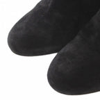 Chanel Short Boots Shoes 37.5 Black Suede Leather CC Logo RI — view 3