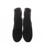 Chanel Short Boots Shoes 37.5 Black Suede Leather CC Logo RI — view 6
