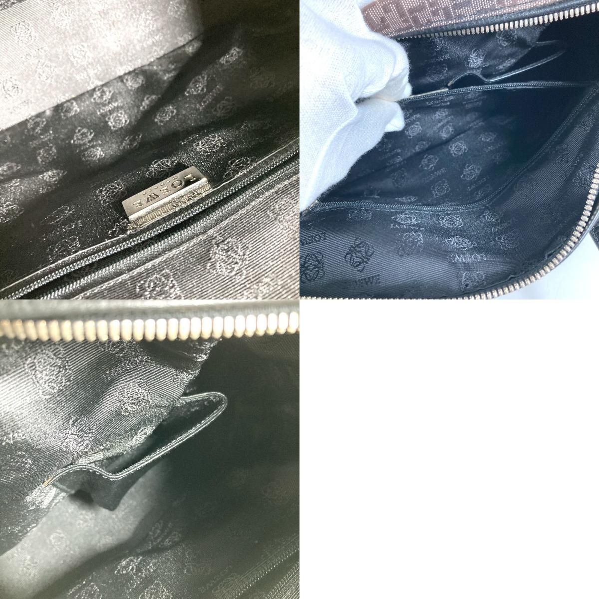 Loewe Handbag All Over Pattern Logo Leather Canvas Black — view 9