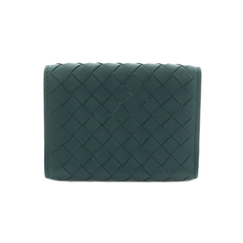 Bottega Veneta Intrecciato Trifold Wallet Coin Purse Leather Deep Green Dark — view 2