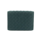 Bottega Veneta Intrecciato Trifold Wallet Coin Purse Leather Deep Green Dark — view 2