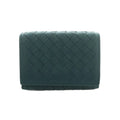 Bottega Veneta Intrecciato Trifold Wallet Coin Purse Leather Deep Green Dark