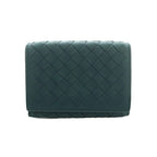 Bottega Veneta Intrecciato Trifold Wallet Coin Purse Leather Deep Green Dark