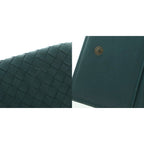 Bottega Veneta Intrecciato Trifold Wallet Coin Purse Leather Deep Green Dark — view 9