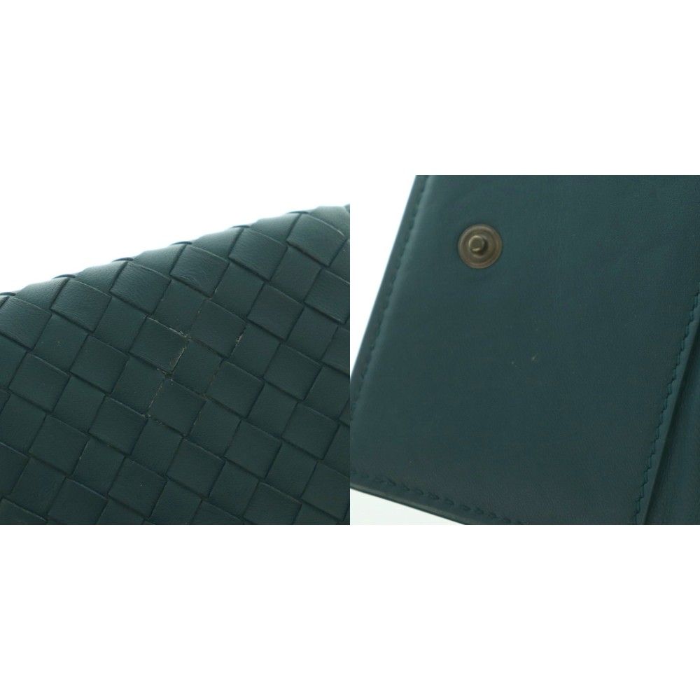 Bottega Veneta Intrecciato Trifold Wallet Coin Purse Leather Deep Green Dark — view 9