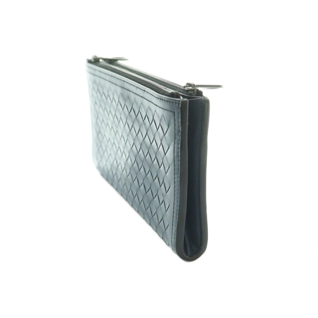 Bottega Veneta Wallet Coin Purse Intrecciato Leather Navy — view 3