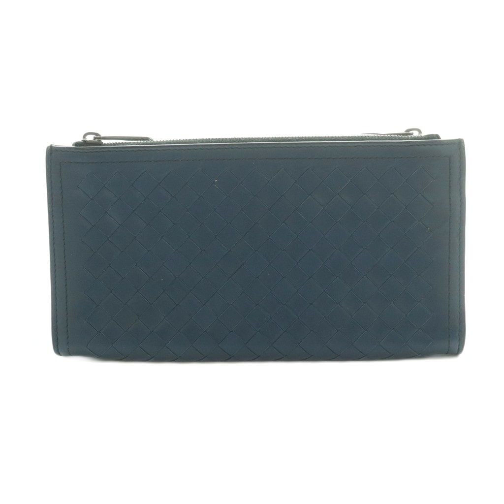 Bottega Veneta Wallet Coin Purse Intrecciato Leather Navy