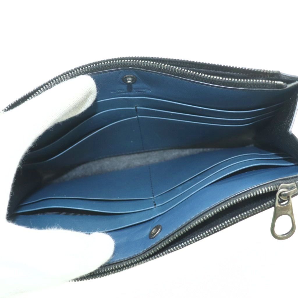 Bottega Veneta Wallet Coin Purse Intrecciato Leather Navy — view 5