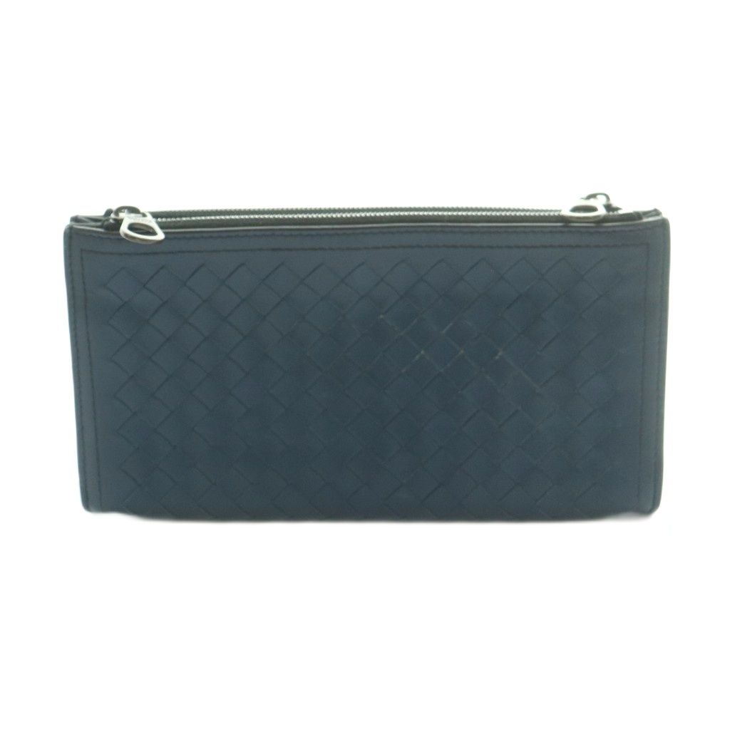 Bottega Veneta Wallet Coin Purse Intrecciato Leather Navy — view 2