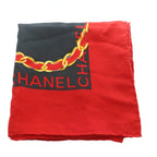 Chanel CC Logo Scarf All Over Silk Red Black — view 2