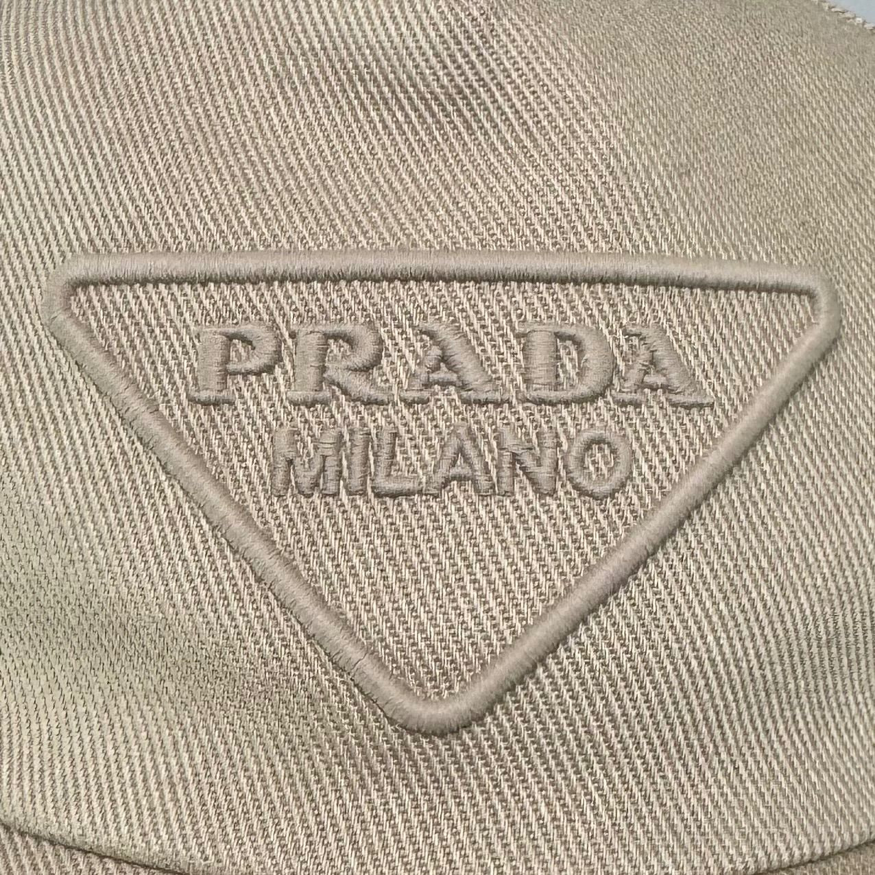 Prada Baseball Cap Beige Triangle Logo — view 8