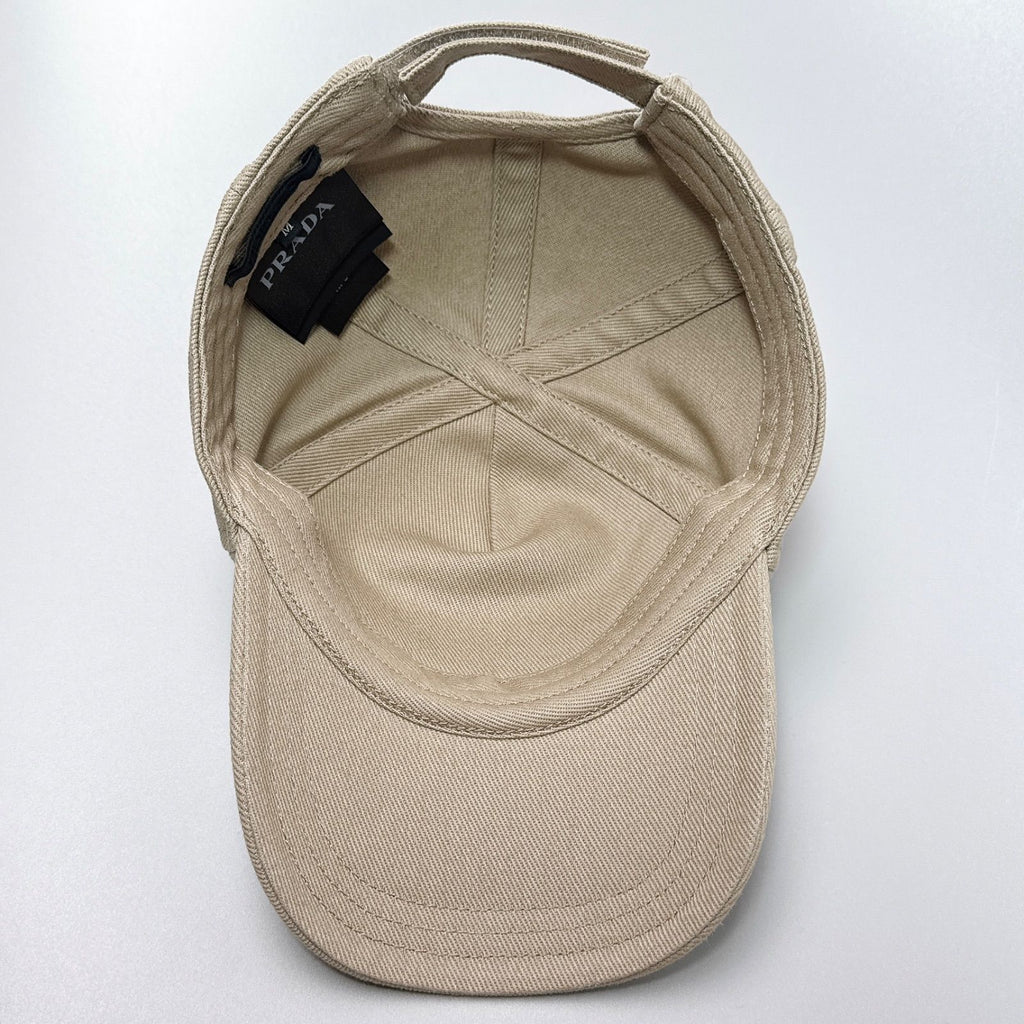 Prada Baseball Cap Beige Triangle Logo — view 7