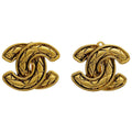 Chanel CC Logo Earrings Quilted Gold Plated