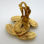 Chanel CC Logo Earrings Quilted Gold Plated — view 3