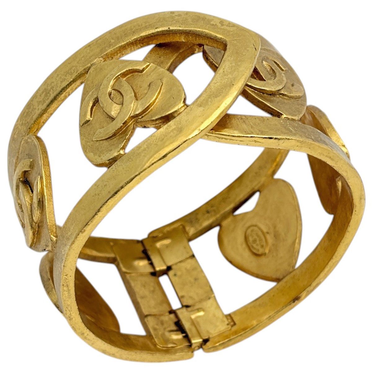 Chanel CC Logo Bangle Gold Plated Bracelet