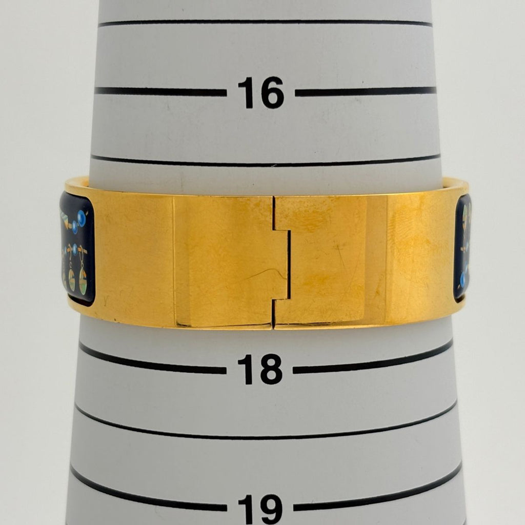 Hermes Enamel GM Location Cloisonne Bangle Gold Plated Blue Bracelet — view 5