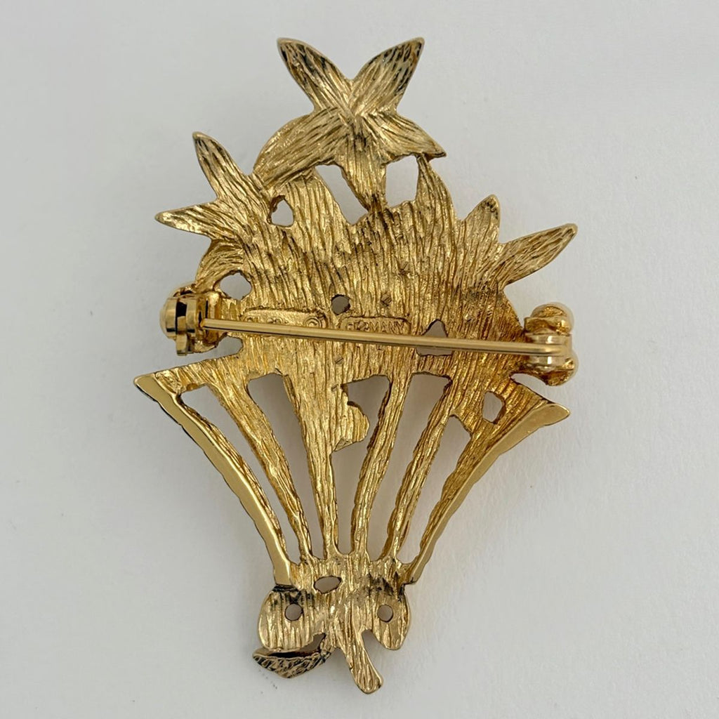 Dior Faux Pearl Brooch Ribbon Gold Plated — view 2