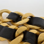 Chanel Double Chain Bracelet Leather Gold Black — view 6