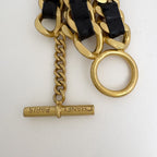 Chanel Double Chain Bracelet Leather Gold Black — view 3